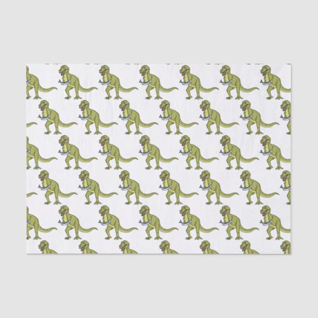 Papel De Seda Engraçado ilustração do dinossauro T rex (Frente )
