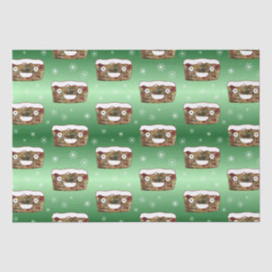 Papel De Seda Engraçado Natal Fruitcake Padrão Verde