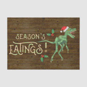 Papel De Seda Engraçado Natal Velociraptor Comendo Dinossauro