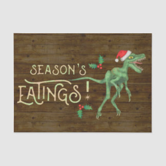Papel De Seda Engraçado Natal Velociraptor Comendo Dinossauro