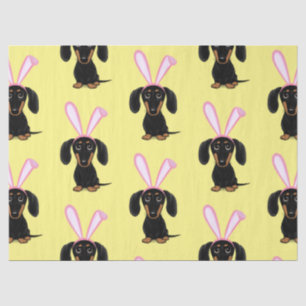 Papel De Seda Engraçado Páscoa, Coelhinho Negro e Tan Dachshun
