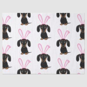 Papel De Seda Engraçado Páscoa, Coelhinho Negro e Tan Dachshun