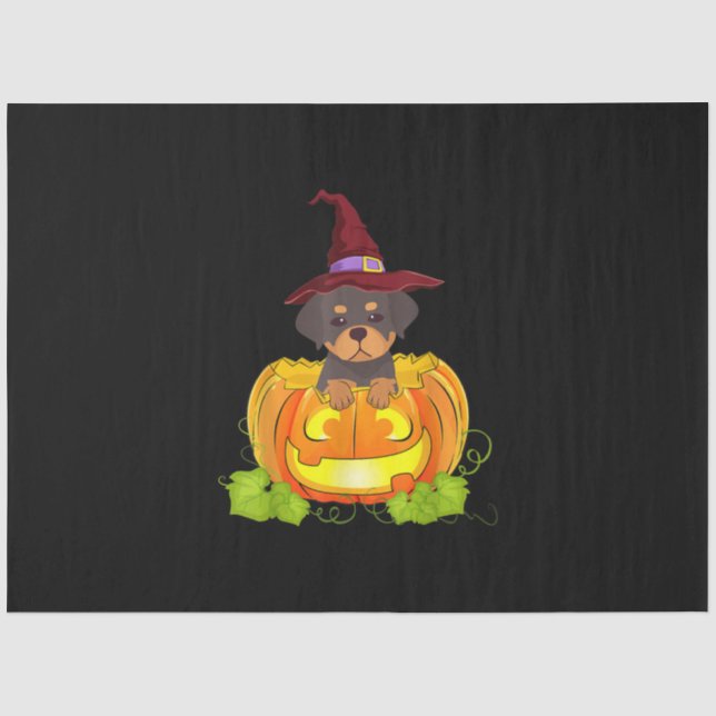 Papel De Seda Engraçado Rottweiler Pumpkin Halloween Fumar Lover (Frente )