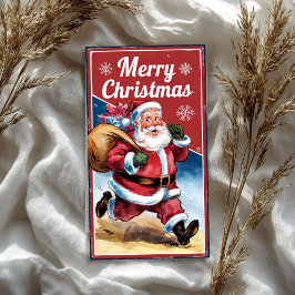 Papel De Seda Engraçado Vintage Papai Noel com saco de Natal