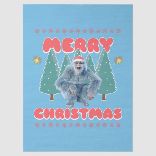 Papel De Seda Engraçado Yeti - Feliz Natal (Frente )
