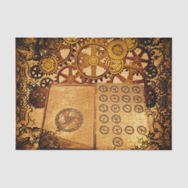 Papel De Seda Engrenagens de Steampunk do Grunge (Frente )