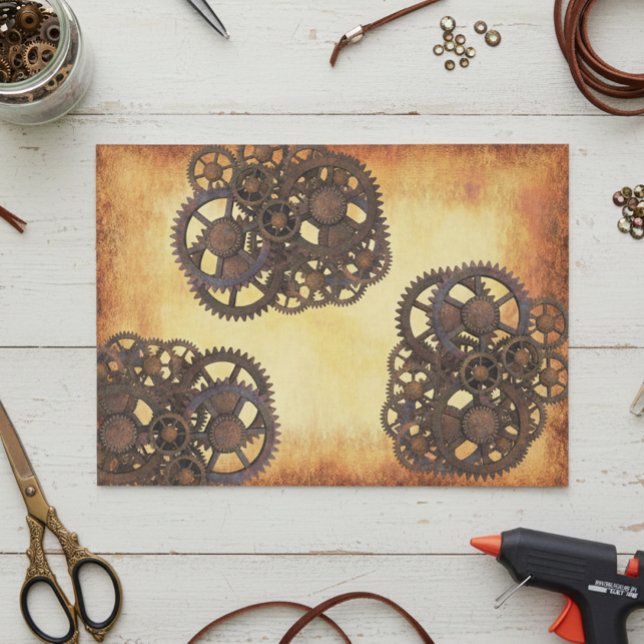 Papel De Seda Engrenagens Steampunk Industrial Vintage Enferruja (Criador carregado)