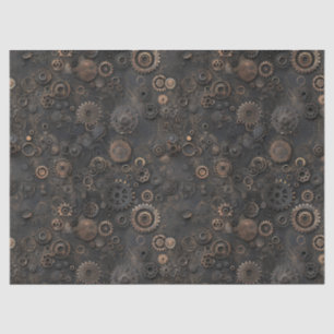 Papel De Seda Engrenagens Steampunk, Padrão de Metal Enferrujado