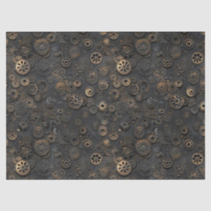 Papel De Seda Engrenagens Steampunk, Padrão de Metal Enferrujado