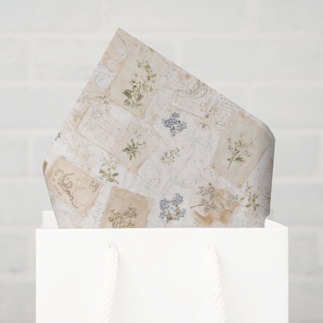Papel De Seda Envelope Francês Azul Claro Coração Floral Anivers (Sacola de presentes)