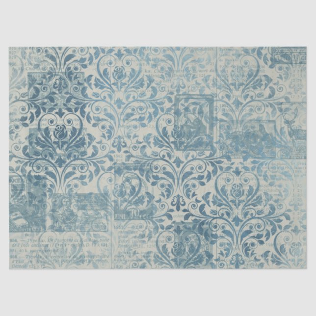 Papel De Seda Ephemera Blue Paper Series Design 17 (Frente )