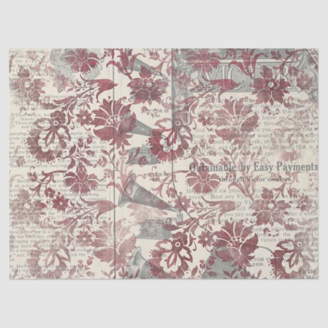 Papel De Seda Ephemera Burgundy Paper Series Design 10 (Frente )