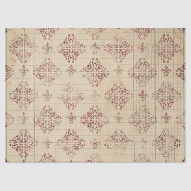 Papel De Seda Ephemera Burgundy Paper Series Design 12 (Frente )
