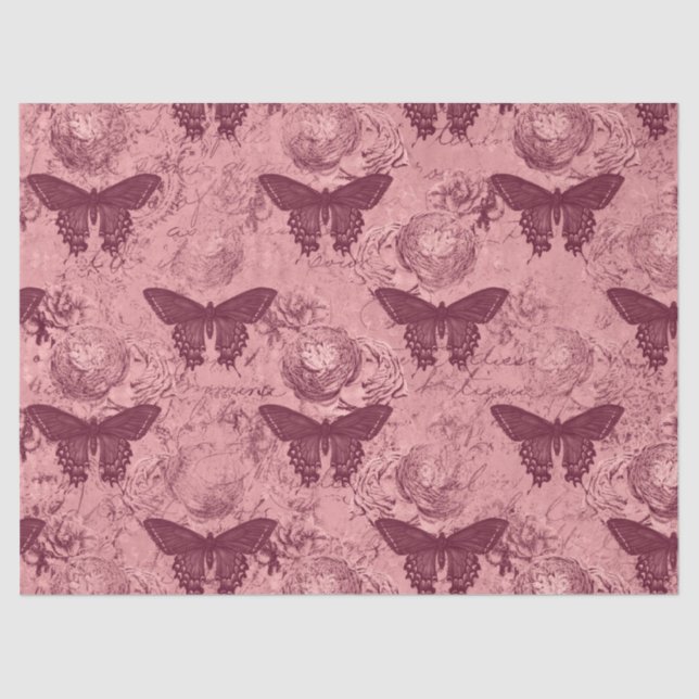 Papel De Seda Ephemera Burgundy Paper Series Design 16 (Frente )
