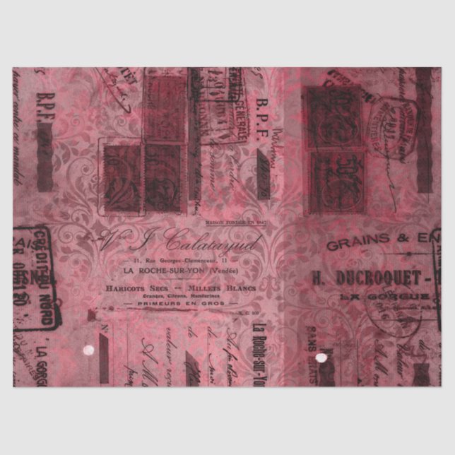 Papel De Seda Ephemera Burgundy Série Paper Design 9 (Frente )