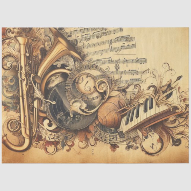 Papel De Seda Ephemera Decoupage Mobiliário Scrapboobooking Músi (Frente )