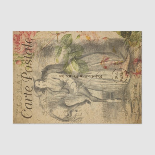 Papel De Seda Ephemera - Desenho Francês da Desnute de Senhora e (Frente )