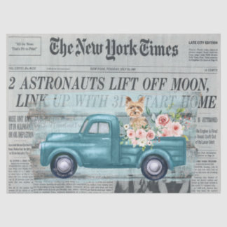 Papel De Seda Ephemera Do Chique Vintage Yorkie E Truck