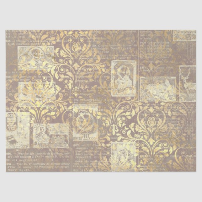 Papel De Seda Ephemera Dourado Paper Series Design 11 (Frente )
