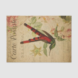 Papel De Seda Ephemera Francês Cartão-Postal Hummingbird Decoupa