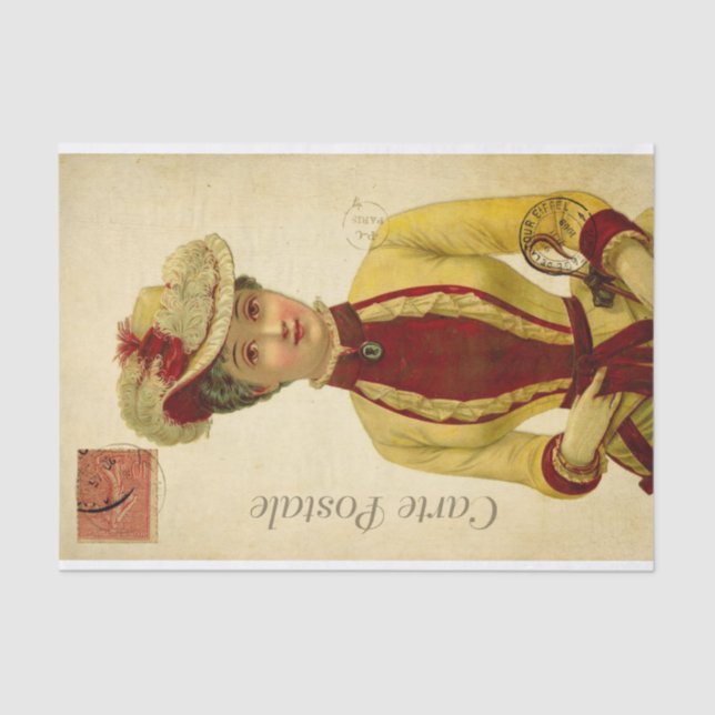 Papel De Seda Ephemera Francês: Fashionable Woman Decoupage (Frente )