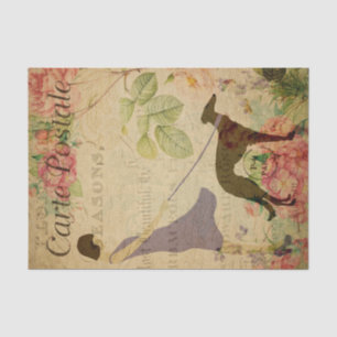 Papel De Seda Ephemera Francesca Carteira Postal Mulher Cachorei