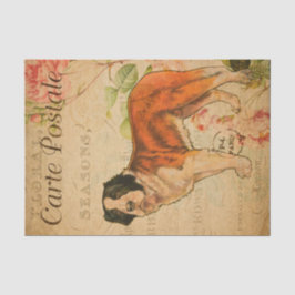 Papel De Seda Ephemera French Postcard Dog Floral Decoupage