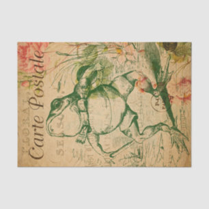 Papel De Seda Ephemera French Postcard Sapo Floral Decoupage