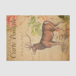 Papel De Seda Ephemera French Postcard Stag Deer Decoupage