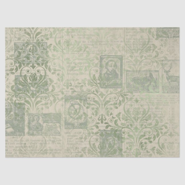 Papel De Seda Ephemera Green Paper Series Design 19 (Frente )