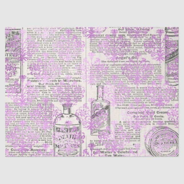 Papel De Seda Ephemera Lavendar Paper Series Design 12 (Frente )