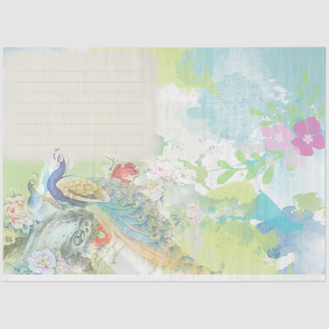 Papel De Seda Ephemera Peacock 4 (Frente )