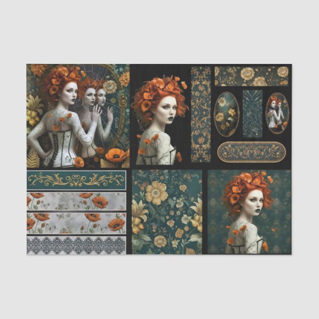 Papel De Seda Ephemera Poetic Gothic Motifs  (Frente )