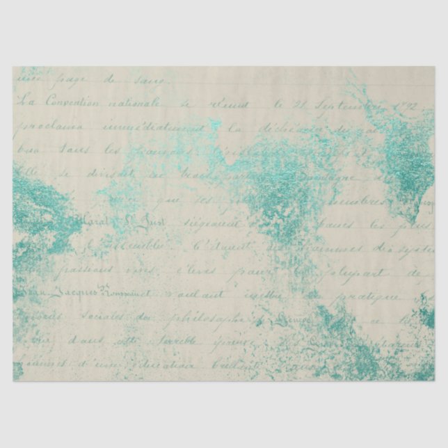 Papel De Seda Ephemera Turquoise Paper Series Design 5 (Frente )