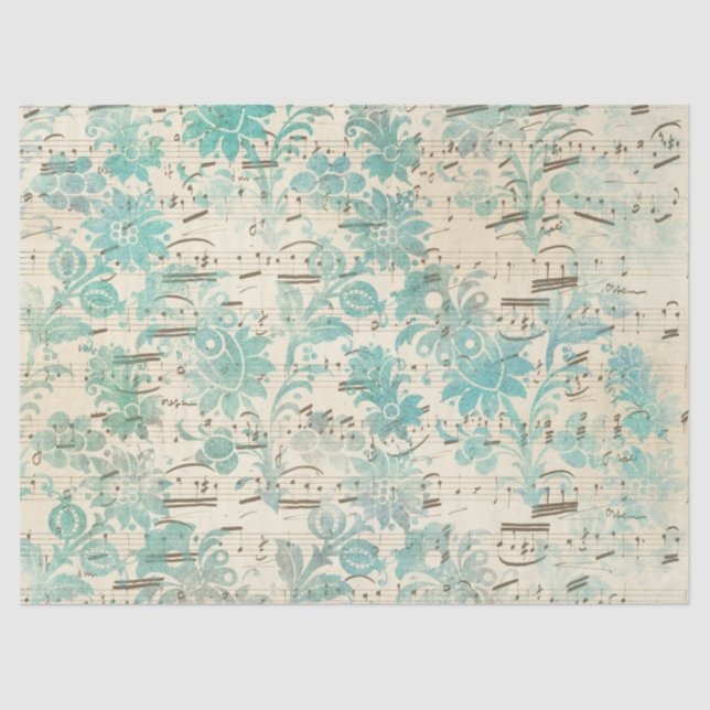 Papel De Seda Ephemera Turquoise Paper Series Design 7 (Frente )