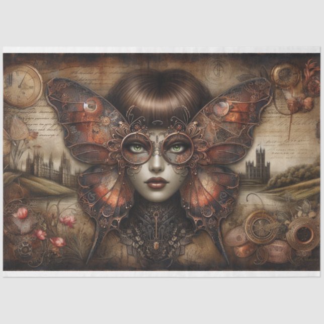 Papel De Seda Ephemera Victorian Lady Gothic - Desordem de Borbo (Frente )