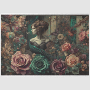 Papel De Seda Ephemera Victorian Lady, Rosas, Dissociação Floral