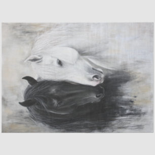 Papel De Seda Equação do Cavalo Branco Negro Branco Cinzento