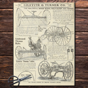 Papel De Seda Equipamento de Fazenda Vintage Hay Recolha de jorn
