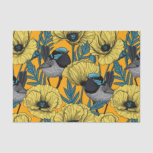 Papel De Seda Erva de fada e papoila em amarelo
