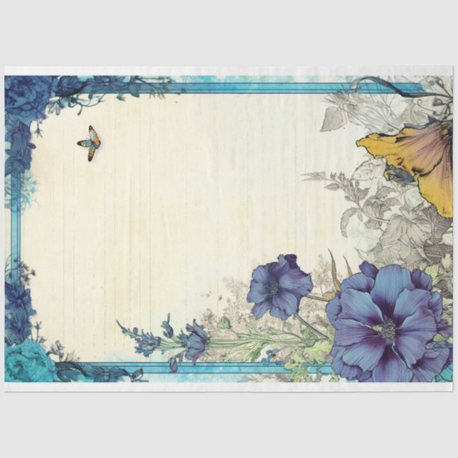Papel De Seda Ervilha azul e efêmero de borboleta n.o 2 (Frente )