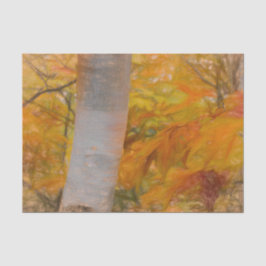 Papel De Seda Esboço de arte amarelo de outono Floresta Folhas B