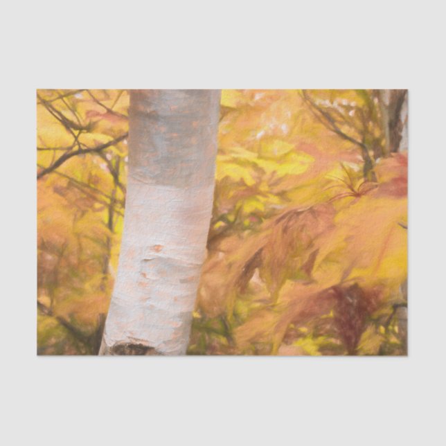 Papel De Seda Esboço de Arte de Folhas de Floresta Amarela de Ou (Frente )