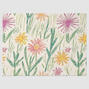 Papel De Seda Esboço de Flor Silvestre Vintage (10)