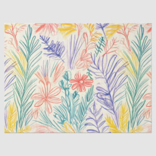 Papel De Seda Esboço de Flor Silvestre Vintage (7)