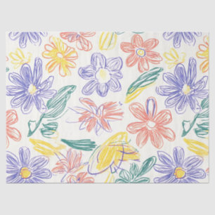 Papel De Seda Esboço de Flor Silvestre Vintage (9)