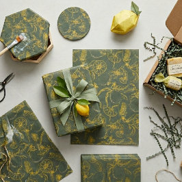 Papel De Seda Esboço de Limão Verde e Amarelo