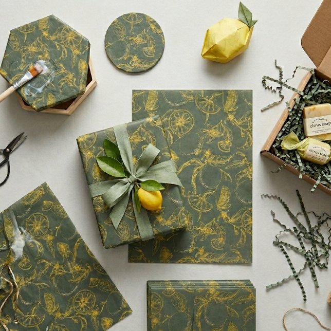 Papel De Seda Esboço de Limão Verde e Amarelo (Criador carregado)