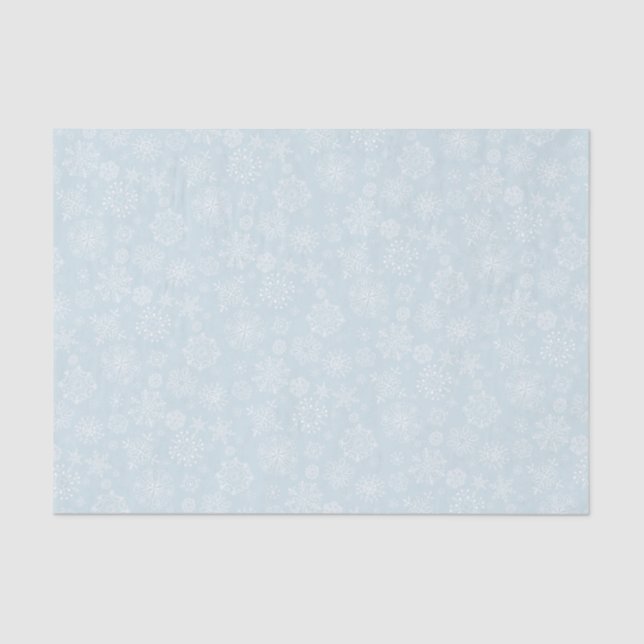 Papel De Seda Esboço retro flocos de neve congelados no azul de (Frente )