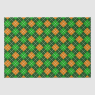 PAPEL DE SEDA ESCADAS DE PADRÕES DE XADREZ VERDE E LARANJA IRLAN